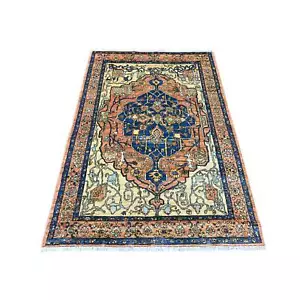 4'1"x6' Orange Peshawar Saroogh Design All Wool Hand Knotted Oriental Rug R89974 - Picture 1 of 6