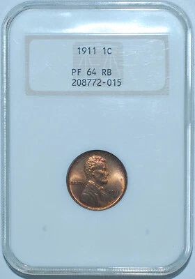 1911 NGC PR64RB Matte Proof Red and Brown Lincoln Wheat Cent - Image 1 of 2