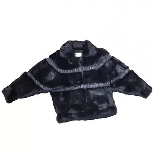 Vintage 80s 90s 1990s Y2K Mall Goth Grunge Lolita Agnes Whitmore Black Fur Coat - Picture 1 of 12