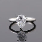 2 Ctw Pear Cut D/Vvs1 Moissanite Solitaire Wedding Ring 14K White Gold Plated