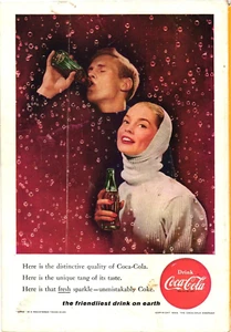 Coca Cola Print Ad Friendship Sparkling Bubbles Coke Vintage c1956 - Picture 1 of 1