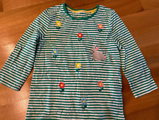 mini boden embroidered 3/4 sleeve rabbit green stripe 8-9 134cm