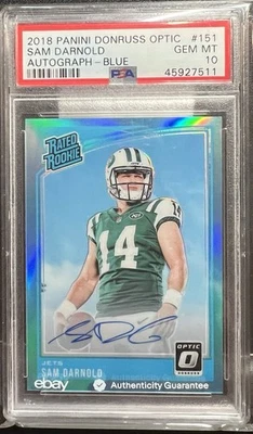 #/75 ~SAM DARNOLD RC AUTOMÁTICO~2018 DONRUSS OPTIC “AZUL”~SEAHAWKS~PSA-10~Novato clasificado Foto 1 de 2