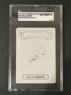 Rollin' Roger 2015 Topps Garbage Pail Kids GPK Black Printing Plate 1/1 SGC A - Image 1 of 2