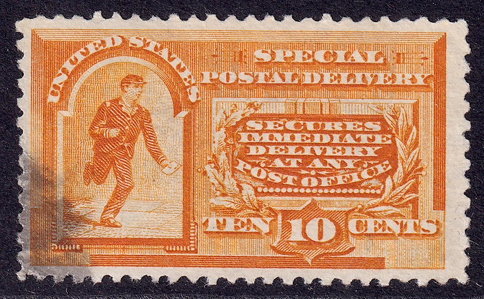 US Scott E3, 1893 Special Delivery, 10c orange, VERY FINE USED - Image 1 of 1