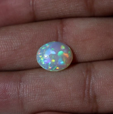 10x12 MM Oval 3 Cts Natural AAA Green Red Fire Ethiopian Opal Cabochon - Image 1 of 4