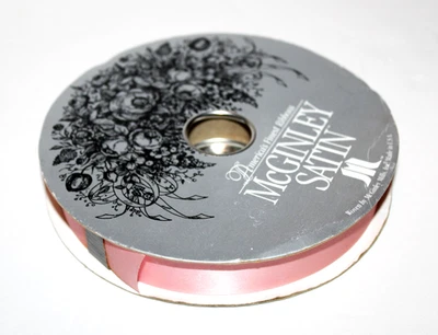 McGinley Mills 7/8" W Pink Acetate Satin Ribbon 100 Yard Spool NOS - Image 1 of 4