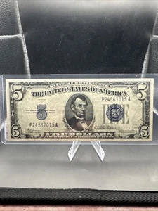 1934 C $5 Silver Certificate Note- Blue Seal - Higher Grade- D107 - Picture 1 of 8