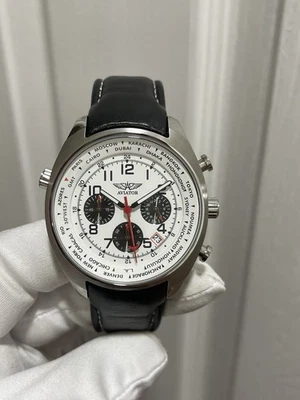 Reloj Hombre AVIATOR Hora Mundial Cronógrafo Fecha Cuarzo 44mm Foto 1 de 4