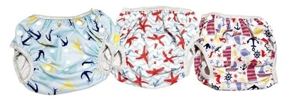 Lot Of 3 Large Baby Diaper Covers Ocean Sea Theme Anchors Starfish  - Image 1 of 4