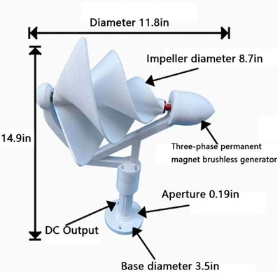 Miniature 50W spiral wind turbine, three-phase permanent magnet brushless - Image 1 of 4