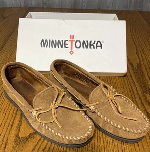 Minnetonka MOOSEHIDE CLASSIC 747 Mens 8.5~EU 41.5 Tan Natural Leather Moccasin~ - Picture 1 of 9