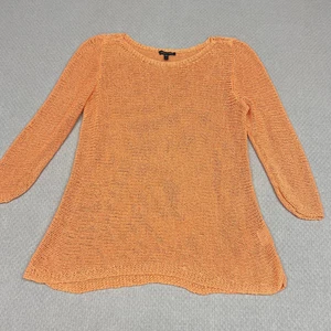 Eileen Fisher Sweater Womens Large Orange Cotton 3/4 Sleeve Open Knit Top Preppy - Picture 1 of 9