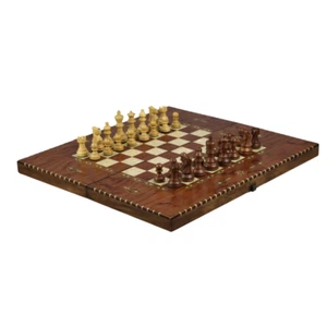 Set scacchi e backgammon rurali in palissandro con Sheesham classici staunton ches - Foto 1 di 8