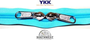 YKK Nylon Coil Zipper Tape # 10 Turquoise 10 yards with 20 Nickle Zipper Sliders - Picture 1 of 1