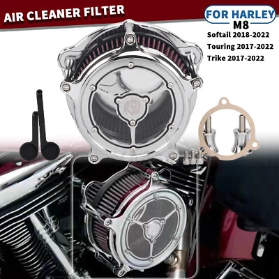 Chrome RSD Air Cleaner Intake Filter For Harley M8 Electra Street Glide Softail - Image 1 of 4