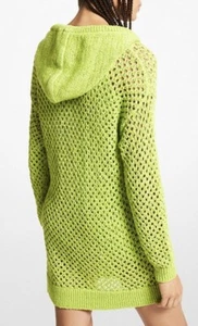 NWT $250 MICHAEL Michael Kors Long Sleeve Crochet Sweater Dress Bright Lime NWT - Picture 1 of 7