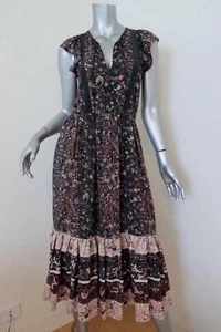 Ulla Johnson Midi Dress Zanna Midnight Floral Print Silk Size 0 Cap Sleeve - Picture 1 of 8