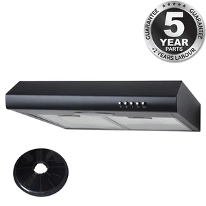SIA STE50BL 50cm Black Slimline Visor Cooker Hood Kitchen Extractor Fan & Filter - Picture 1 of 10