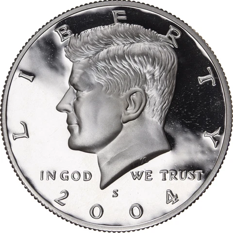 2004 -S Kennedy half dollar Gem DCAM Proof 90% Silver Cover