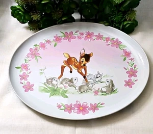 Disney Bambi and squirrels pink & white porcelain oval Easter plate / platter - Picture 1 of 9