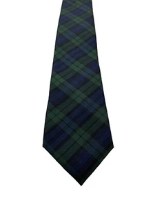 JOS A BANK Executive 100% Silk Necktie Forest Green Navy Plaid 60.5”x 3.25” - Picture 1 of 5