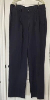 Pantalones chinos Berle Charleston Khakis caqui plisados dobladillo sin terminar AZUL MARINO 36 para hombre Foto 1 de 4