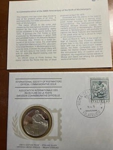 Franklin Mint Int Society  Postmasters Medallic Covers Michelangelo - Picture 1 of 4