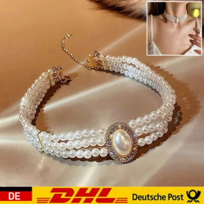 Trachten Perlen Hals Kette Collier Mode Schmuck Hals-Band Kropfband Choker Perle - Bild 1 von 4