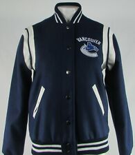 Vancouver Canucks NHL Team Apparel Women's Navy Blue Button Up Bomber 