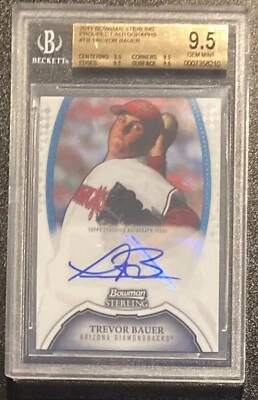 2011 Bowman Sterling Prospects Auto - Trevor Bauer - BGS 9.5 Gem - Auto 10 Gem - Image 1 of 2