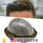 Mens Toupee Human Hair Replacement Durable Skin PU Injected System Wig for Men