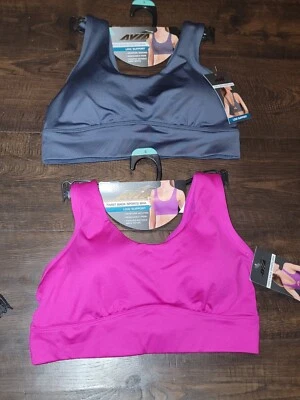 2 Avia Low Support Twist Back Sports Bra Moisture Wicking Grey Pink Sz Small NWT - Image 1 of 4