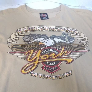 Impianto di assemblaggio finale Harley Davidson 1996 vintage York Museum PA taglia grande marrone chiaro - Foto 1 di 5