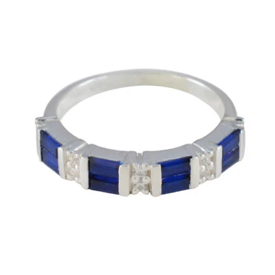 Sapphire Skies 925 Sterling Silber Baguette Blauer Saphir CZ Ring - Bild 1 von 4