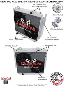 WR Champion 3 Row Radiator W/ 2 12" Fans for 1957 Oldsmobile Super 88 #CC57OL - Picture 1 of 9