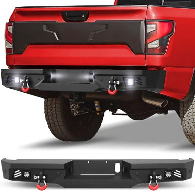 For Nissan Titan 2016-2025 Steel Rear Bumper with Sensor holes +LED lights - Image 1 of 4