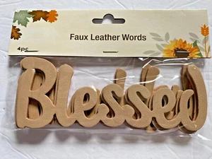 Unbranded Faux Leather Words Thanksgiving Blessed Thankful 3 pieces NIP Crafting - Picture 1 of 10