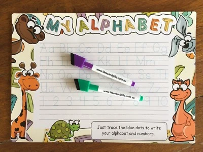 A4 My Alphabet Child Writing Trace Practice Learn Whiteboard Fridge Magnet 2pens - Image 1 of 4