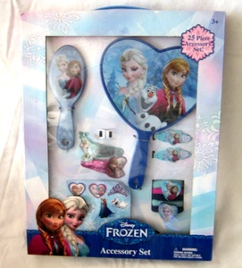 DISNEY FROZEN CHARACTER 25PC HAIR ACCESSORY SET-BRUSH,MIRROR,HAIR CLIPS-NEW!ar5s - Picture 1 of 2