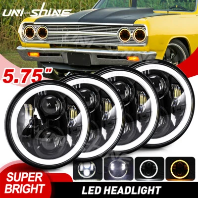 4PC 5.75" LED Headlights Hi/Lo Halo  DRL DOT For Chevy Impala Bel Air El Camino - Image 1 of 4