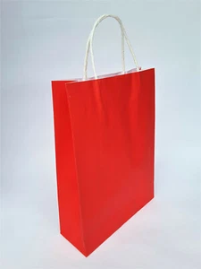 50 med/large passion red paper twist loop handle carry gift bags 350x260x90mm - Picture 1 of 2