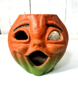 RARE VINTAGE HALLOWEEN CHOIR BOY PAPER MACHE JACK O LANTERN 7.5" NO FACE INSERT - Picture 1 of 10
