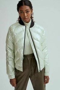 Noize Women's London Vegan Lightweight Bomber Jacket Mint Metallic Size M NWT - Picture 1 of 5