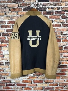 Vintage 90s ESPN Varsity Jacket, Wool And Leather, Mens XL - Picture 1 of 7