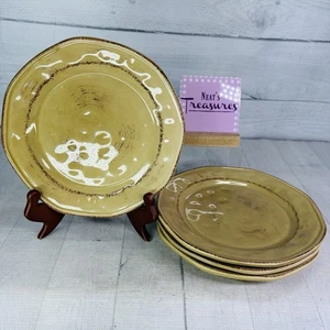 Gibson HAMMERED SHADES CAMEL BEIGE Steinzeug 9 1/8" Mittagessen Salat Teller 4er Set - Bild 1 von 19