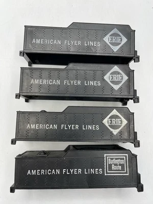 Lot of (4) Gilbert American Flyer S Gauge 4-4-0 Tender Shells -Erie & Burlington - Image 1 of 4