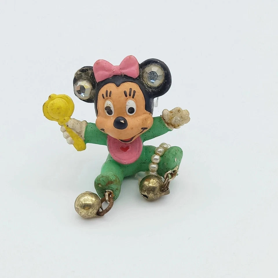 PVC Figure Baby Minnie Mouse Disney 1985 Bully made in Germany brooch vintage - Imagen 1 de 4