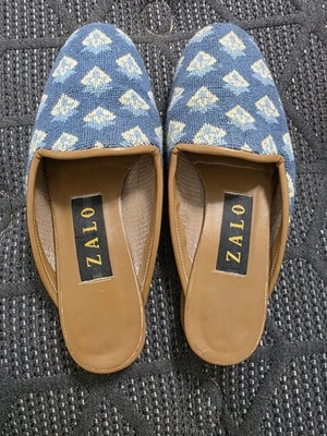 Zapatos para mujer Zalo tapiz floral suela de cuero hechos en España mocasines talla 7 N Foto 1 de 2