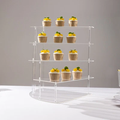 4-Tier CLEAR Acrylic Cupcake Display Stand Spiral Stairway Design Decorations - Image 1 of 4